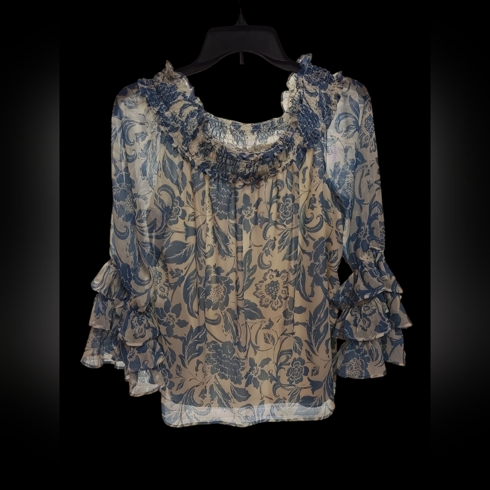 CeCe Off-the-Shoulder Ruffle Cuff Blouse - Picture 2 of 5